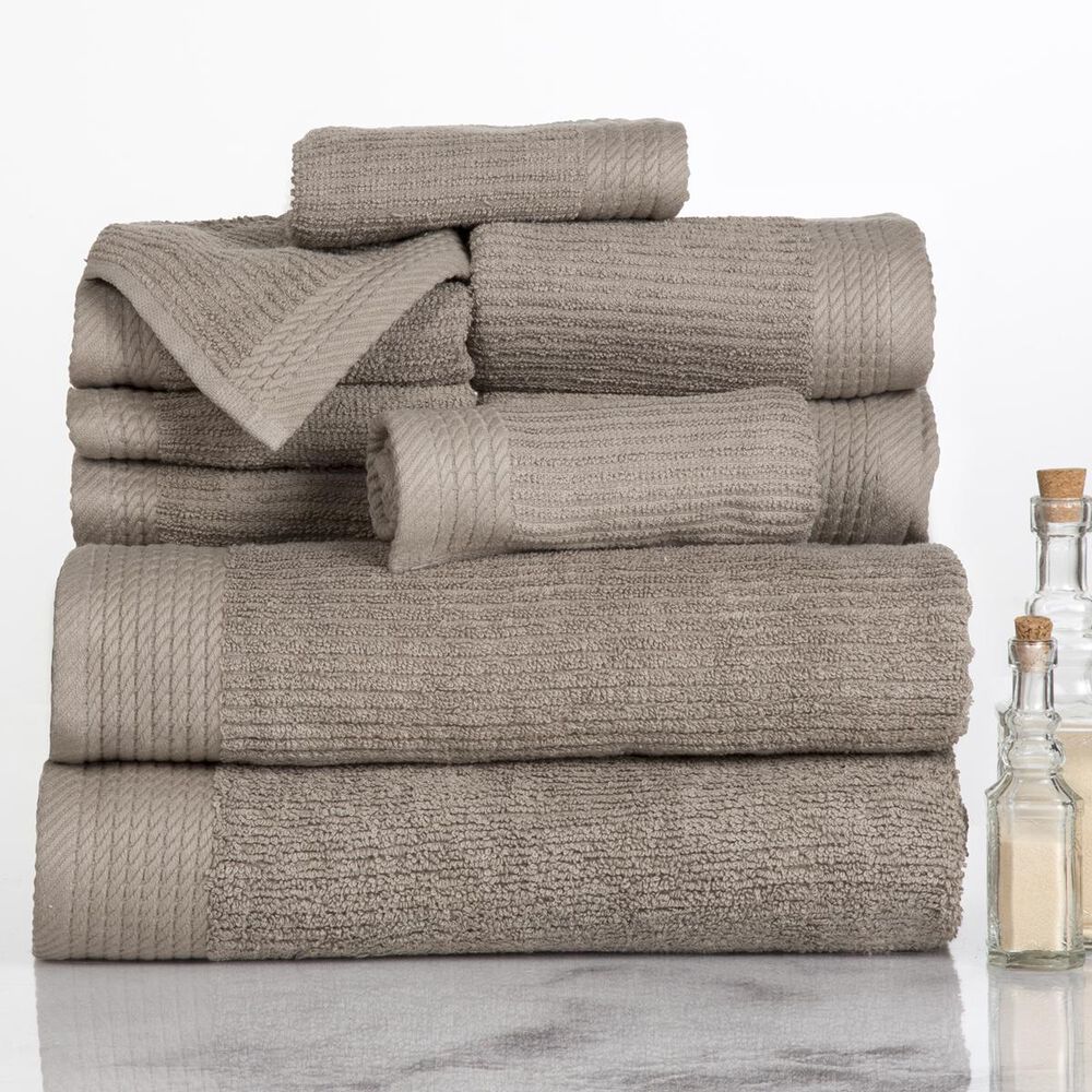 Timberlake Lavish Home Ribbed 100% Cotton 10 Piece Towel Set, , large