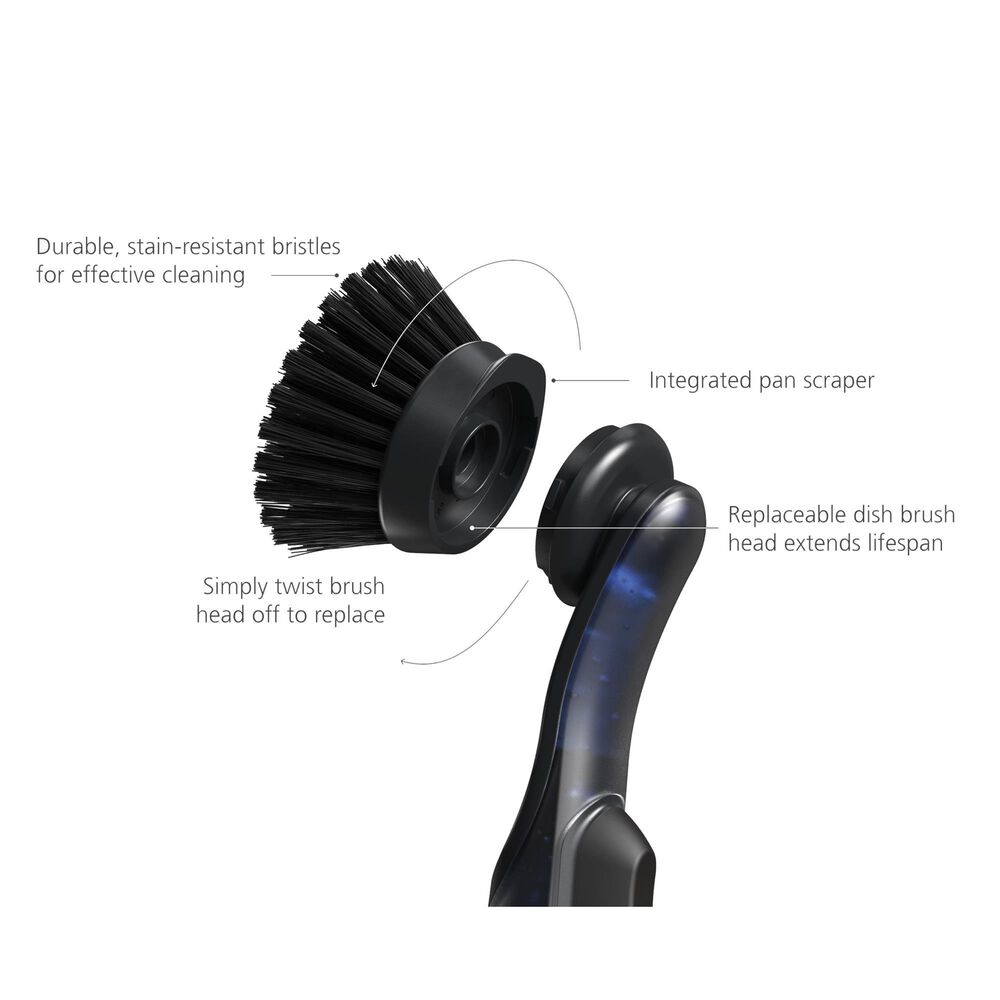 Joseph Joseph SinkTech Soap Dispensing Washing Up Brush with Replacement Head in Clear and Black, , large