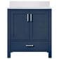 Lexora Home Jacques 30" Single Bathroom Vanity in Navy Blue with 2 cm White Quartz Top and Rectangular Sink, , large