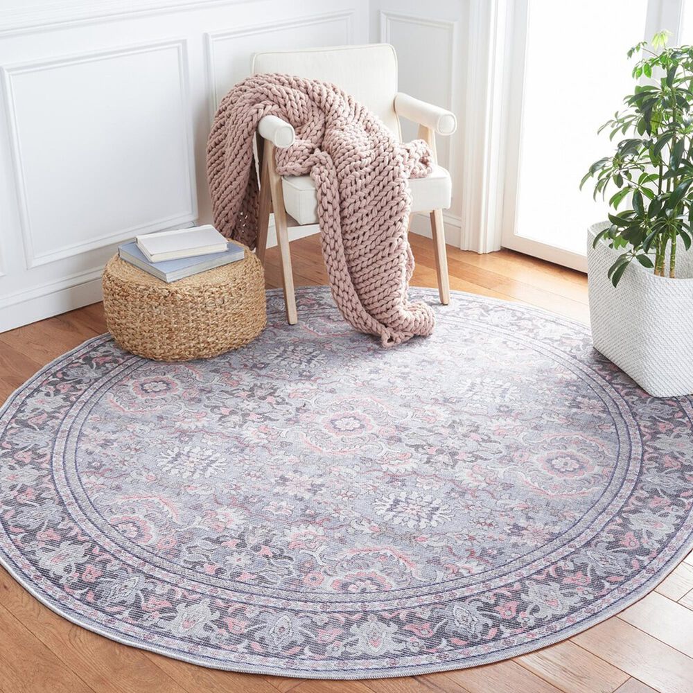 Safavieh Serapi 6&#39;7&quot; Round Grey and Pink Area Rug, , large