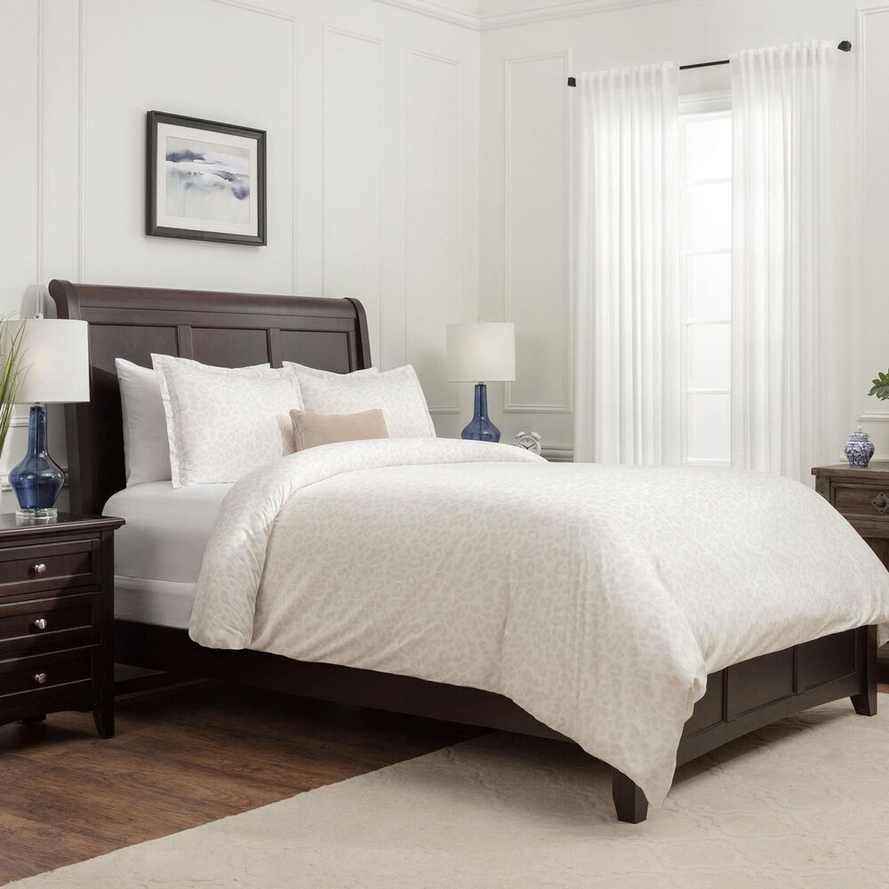 Leopard Print 3-Piece King Duvet Cover Set in Cream, , large