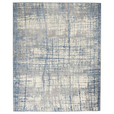 Nourison Rush 9" x 12" Ivory and Blue Area Rug, , large