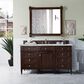James Martin Vanities Brittany 60" Single Bathroom Vanity in Burnished Mahogany with 3 cm Eternal Jasmine Pearl Silestone Top, Rectangular Sink and FreePower Wireless Charger, , large