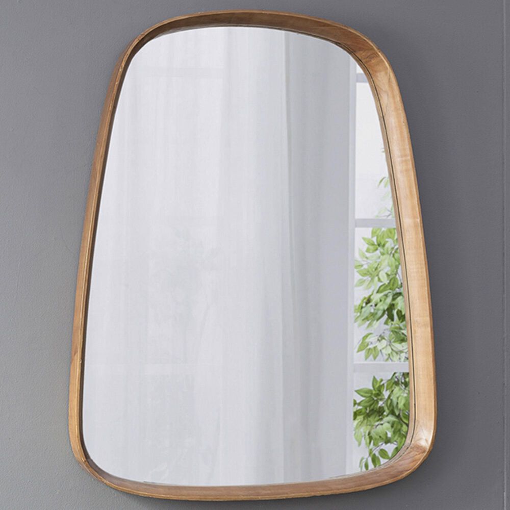 A&amp;B Home Wayne 37.5&quot; Curved Accent Wall Mirror in Brown, , large