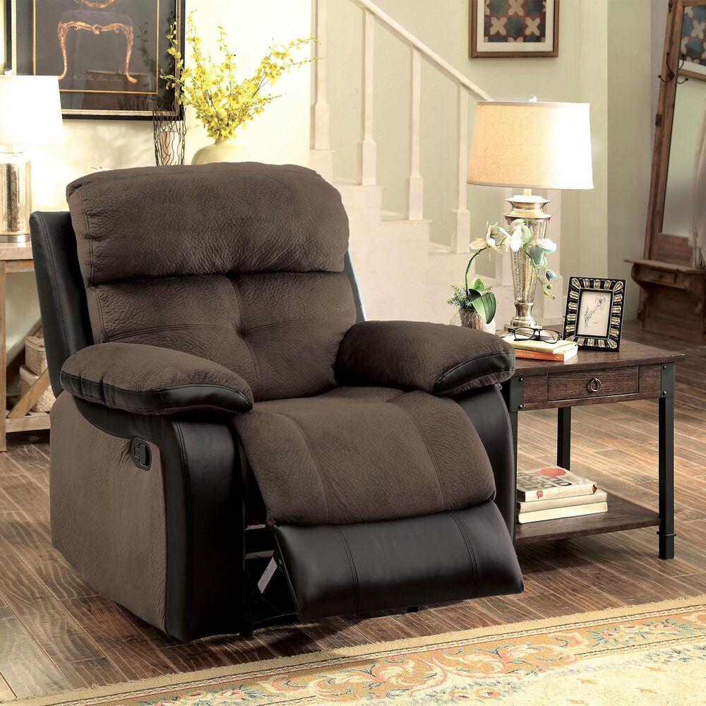 Furniture of America Engel 3-Piece Manual Reclining Living Room Set in Brown and Black, , large