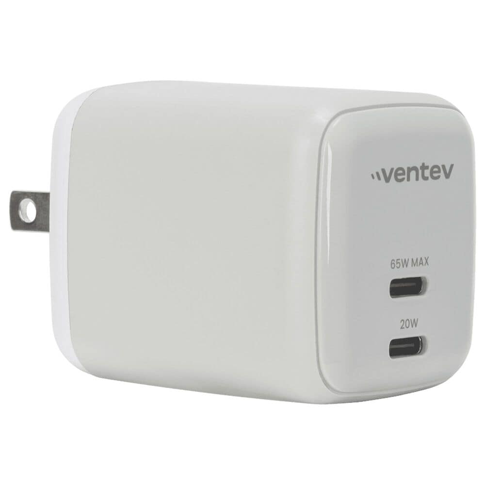 Ventev 65W Dual USB-C GaN Mini Wall Charger in White, , large