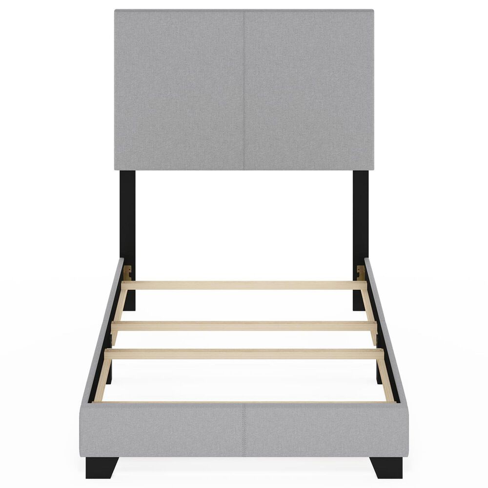 HOMLUX Pessac Twin Fabric Upholstered Panel Bed Frame in Glacier, , large