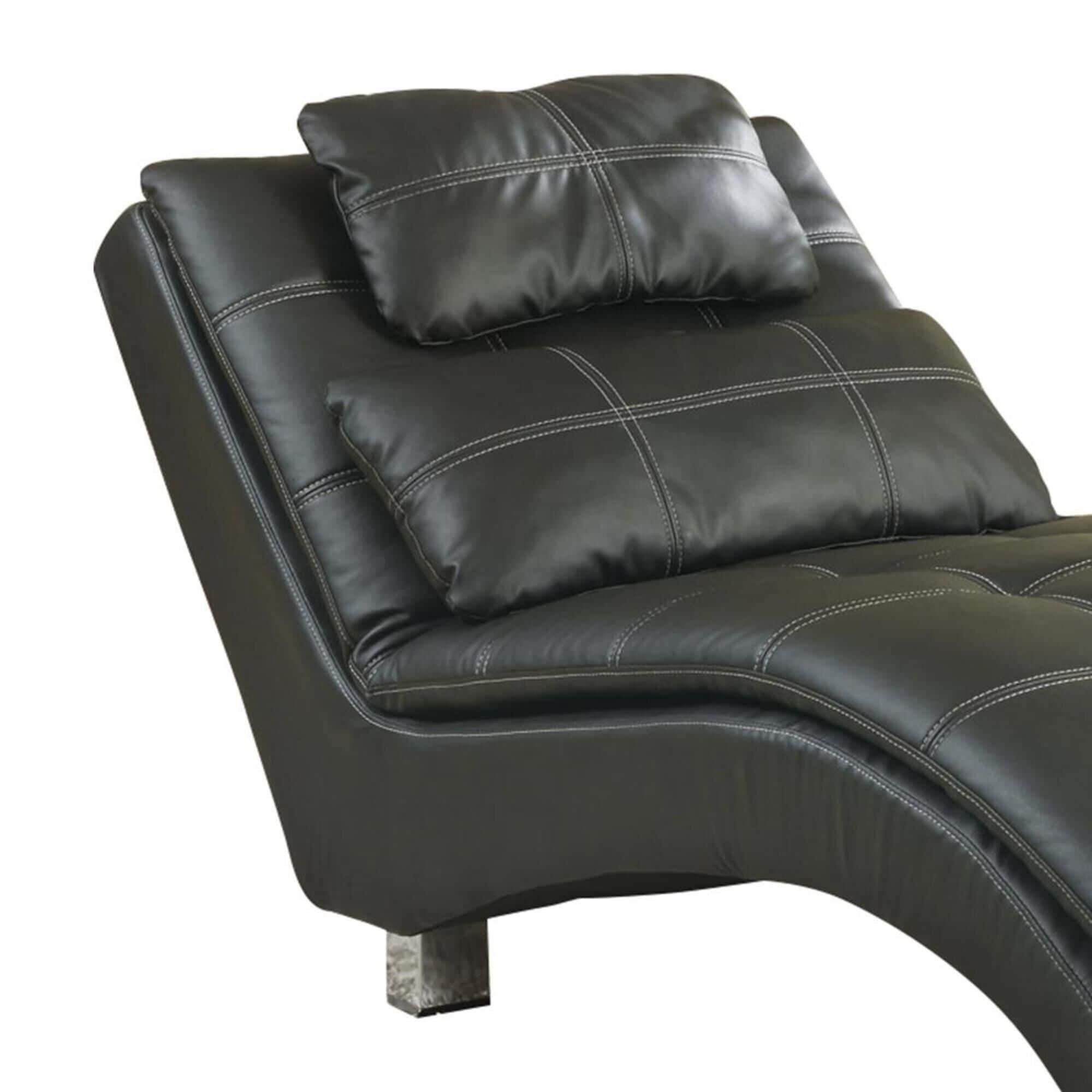 Black leather chaise lounge sofa hot sale