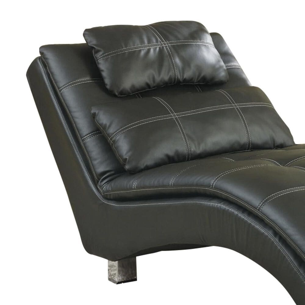 Pacific Landing Contemporary Black Leather Chaise Lounge, , large