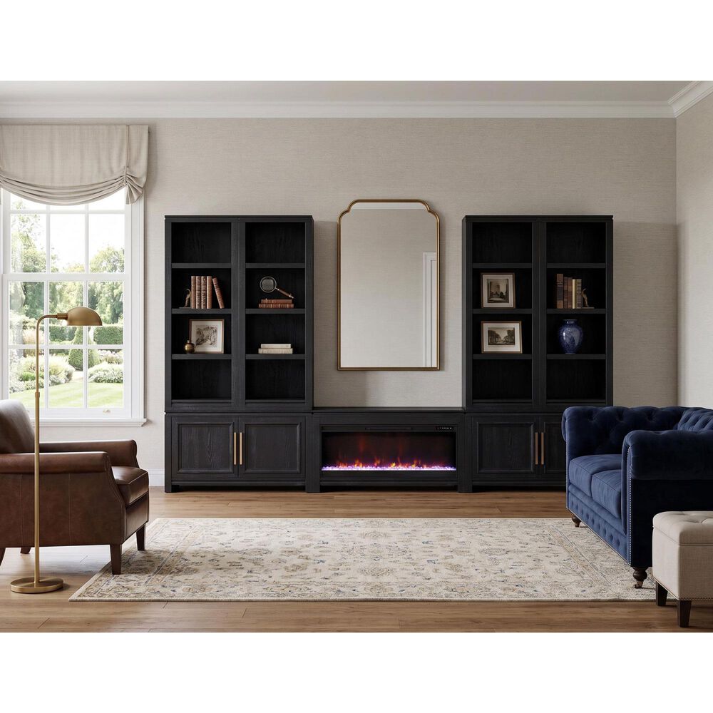 Legends Home The Cove Fireplace Modular Cabinet with Fireplace Insert in Seal Skin Black, , large