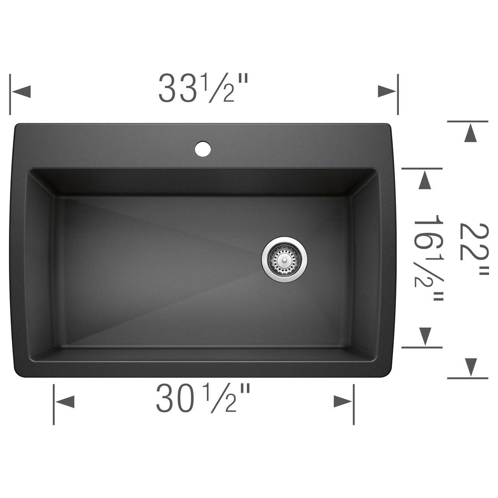 Blanco Diamond 34&quot; Super Single Dual Mount Kitchen Sink in Anthracite, , large