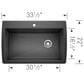 Blanco Diamond 34" Super Single Dual Mount Kitchen Sink in Anthracite, , large