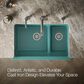 Kohler Whitehaven 35.5" Undermount Double-Bowl Kitchen Sink in Teal, , large