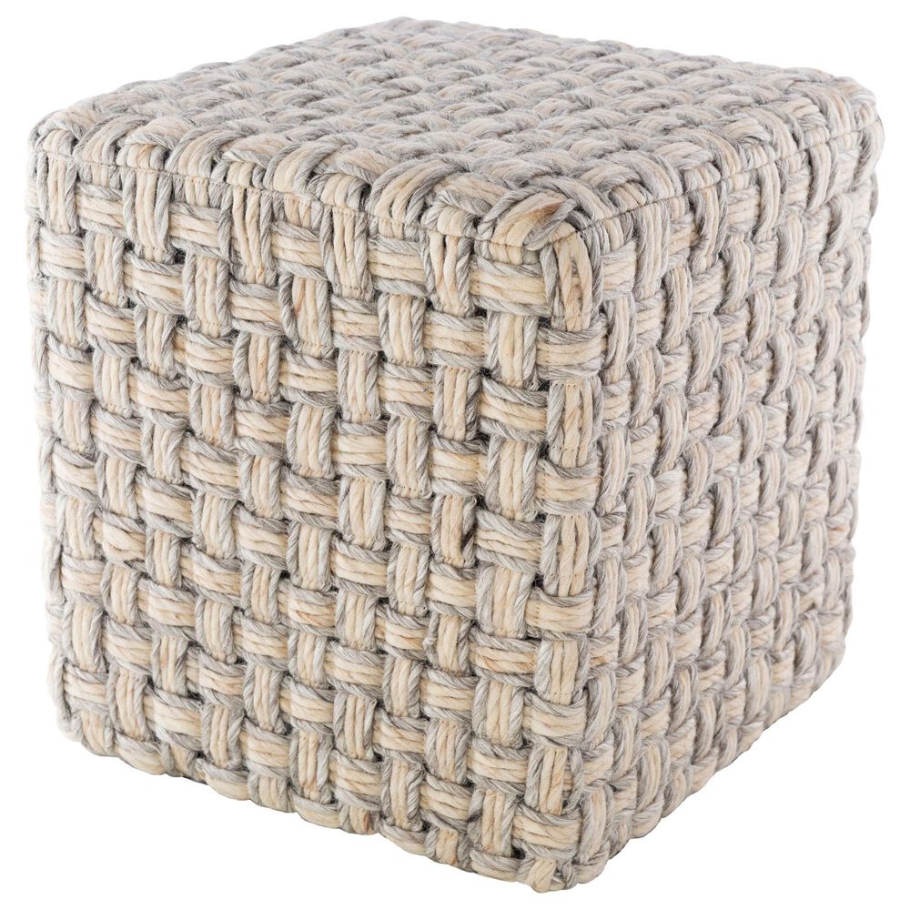 Surya Cordoba Pouf in Cream and Seafoam, , large