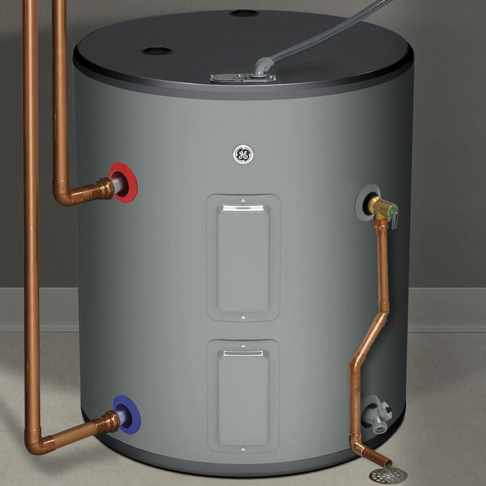 GE Appliances 36-Gallon Side Port Lowboy Electric Water Heater in Gray, , large