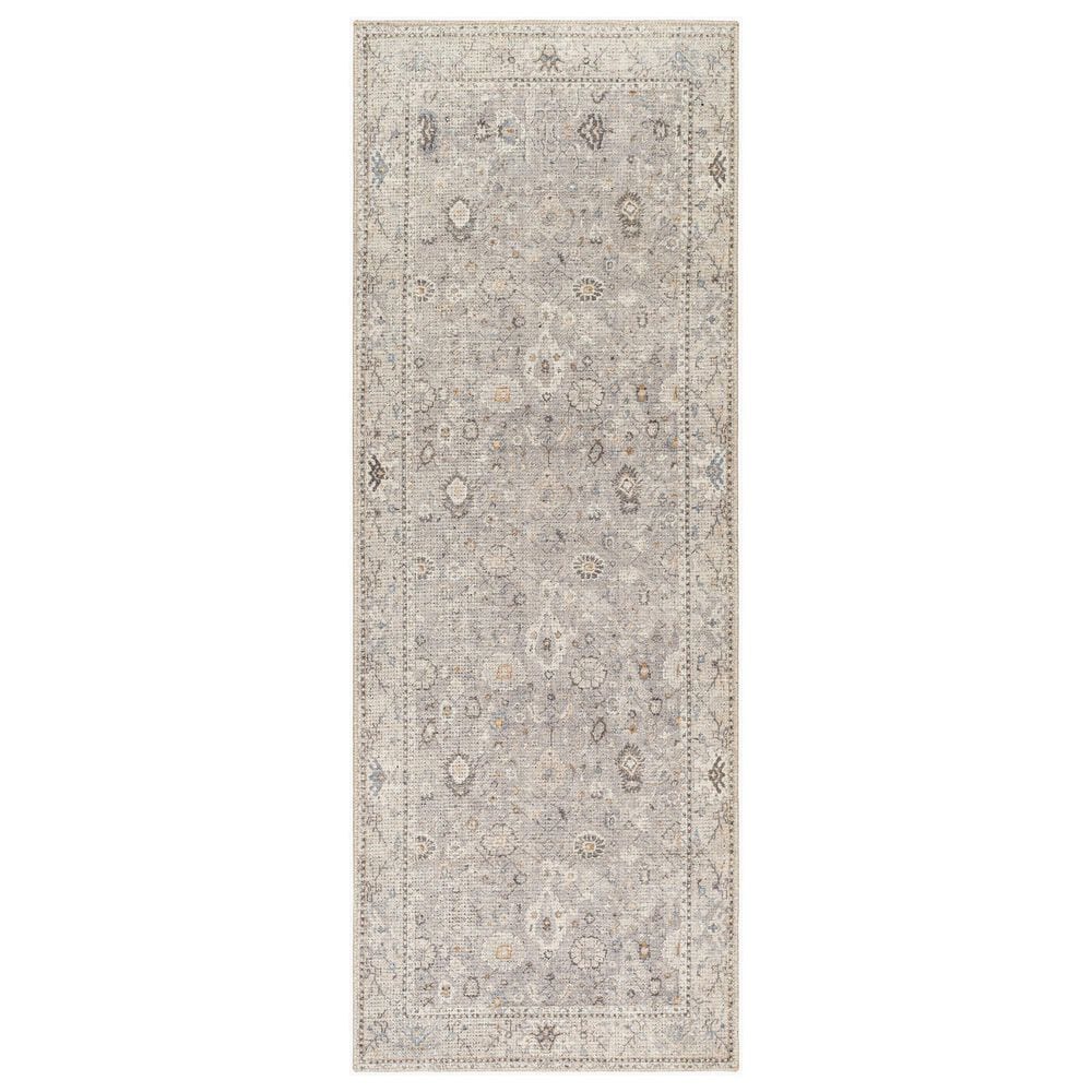 Surya Davina 2"7" x 7"3" Medium Gray, Light Beige, Brown, Denim and White Runner, , large