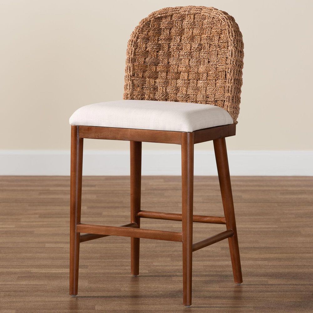 Baxton Studio Denver Counter Stool in Walnut Brown, , large