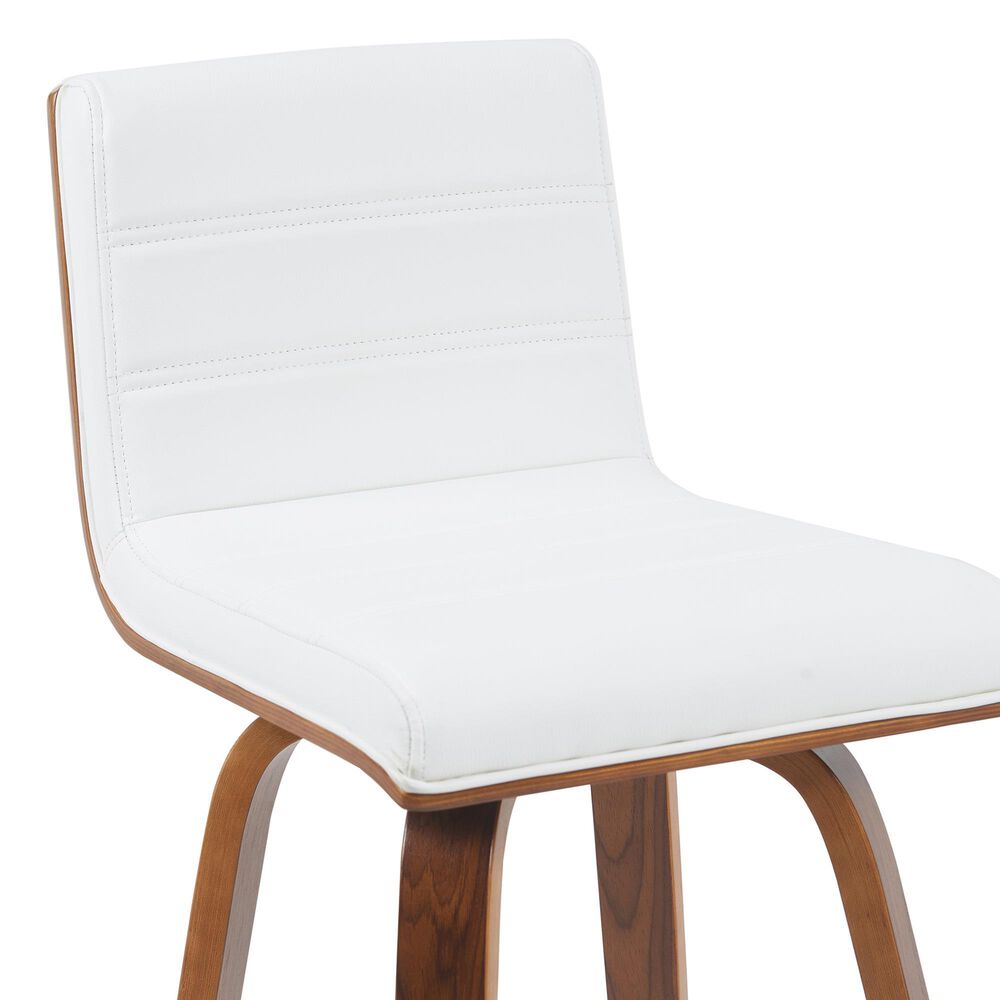 Armen Living Vienna Swivel Counter Height Stool with Snow White Upholstery in Walnut, , large