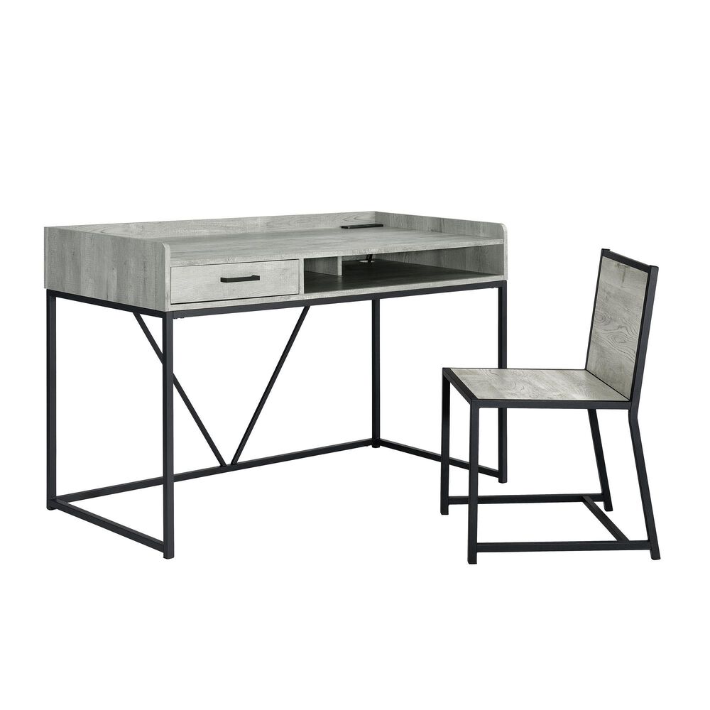 Mayberry Hill Preston 2-Piece Desk and Chair Set in Gray, , large