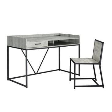 Mayberry Hill Preston 2-Piece Desk and Chair Set in Gray, , large
