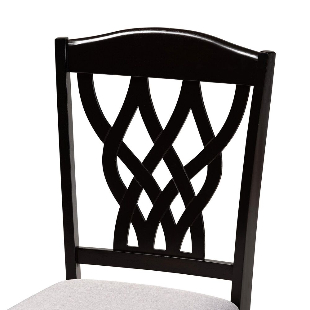 Baxton Studio Delilah Side Chair with Grey Cushion in Dark Brown (Set of 2), , large