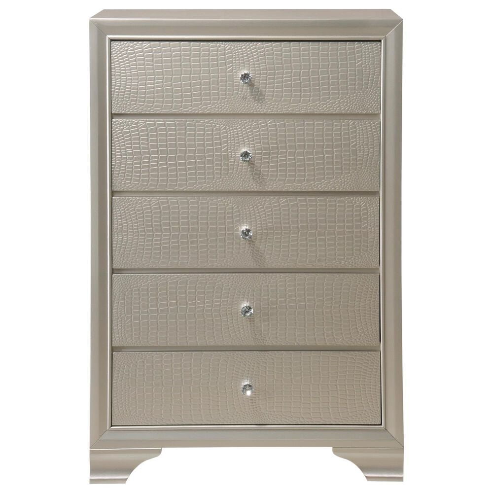 Crown Mark Lyssa 5-Piece Queen Panel Bedroom Set in Champagne, , large