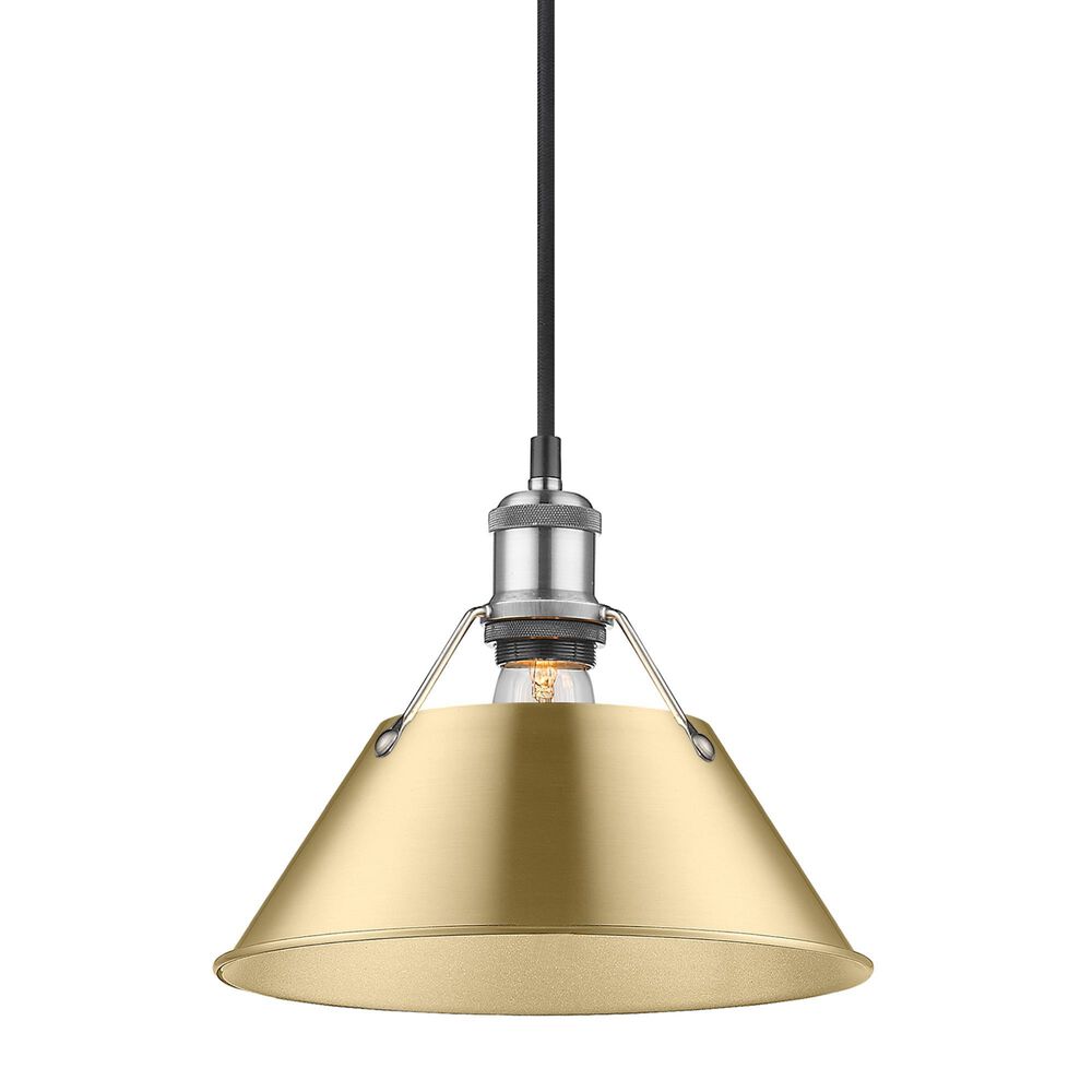 Golden Lighting Orwell 1-Light Medium Pendant with Brushed Champagne Bronze Shade in Pewter, , large