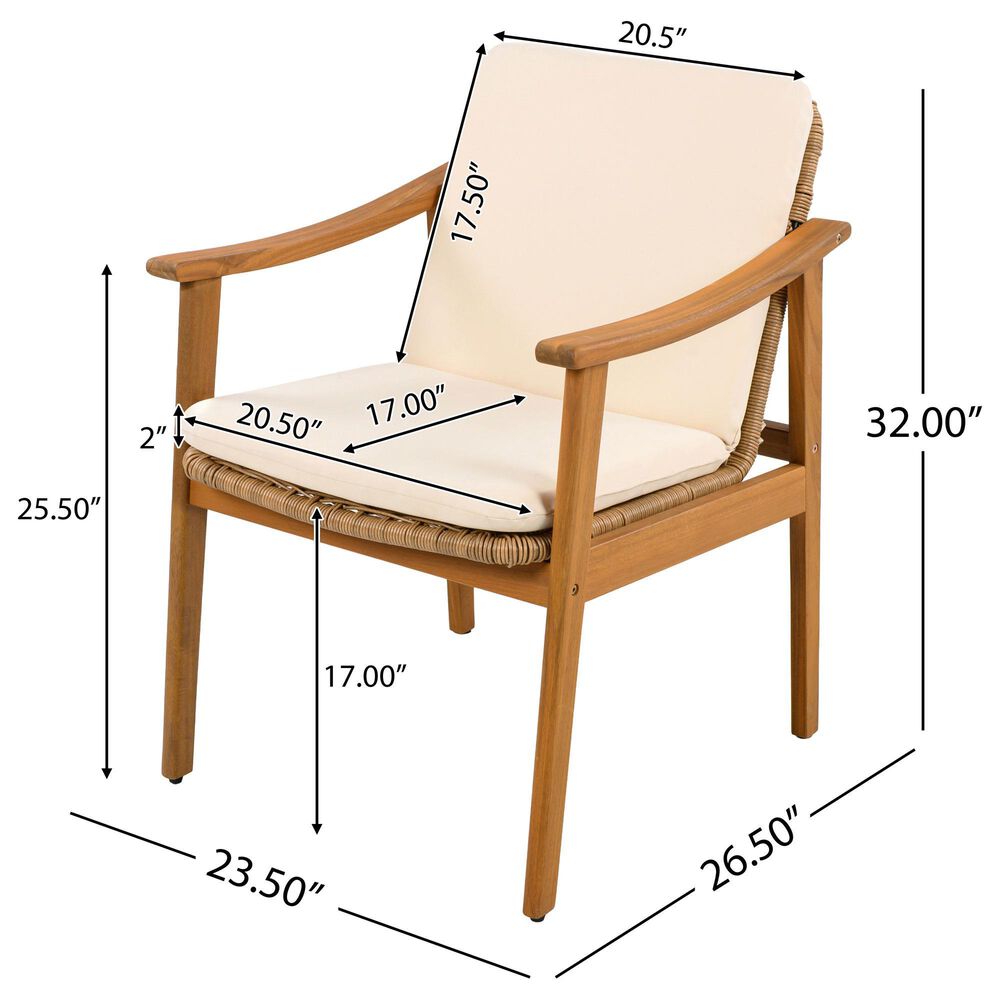 Hearth and Haven Outdoor Dining Chair in Beige (Set of 2), , large