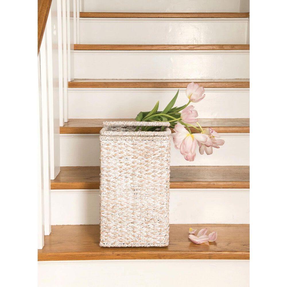 Creative Coop Braided Bankuan Stair Basket with Handles in Whitewash, , large