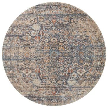 Angela Rose Blake 5"3" Round Navy and Multicolor Area Rug, , large