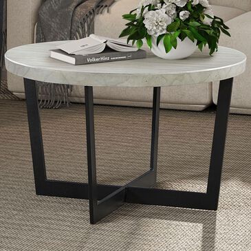 Belle Furnishings Pierce Cocktail Table in Black Textured and White, , large