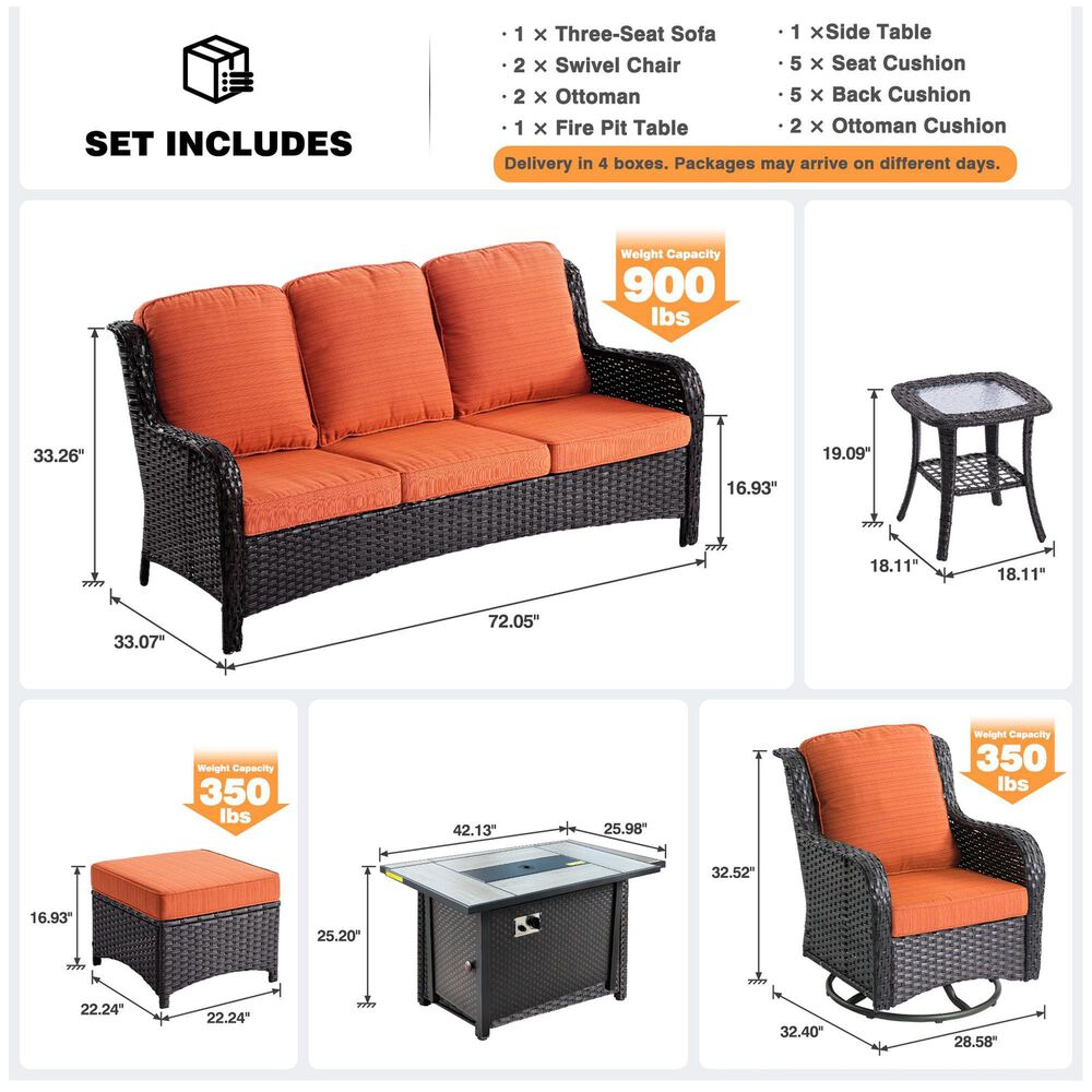 HOMLUX 7-Piece Patio Set in Orange, , large