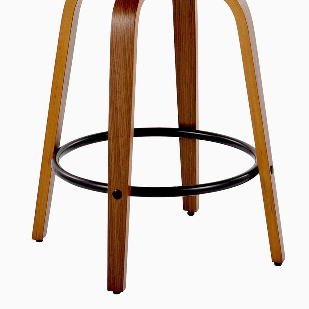 LumiSource Diana 26" Swivel Counter Stool with Black Faux Leather Upholstery in Walnut and Black (Set of 2), , large