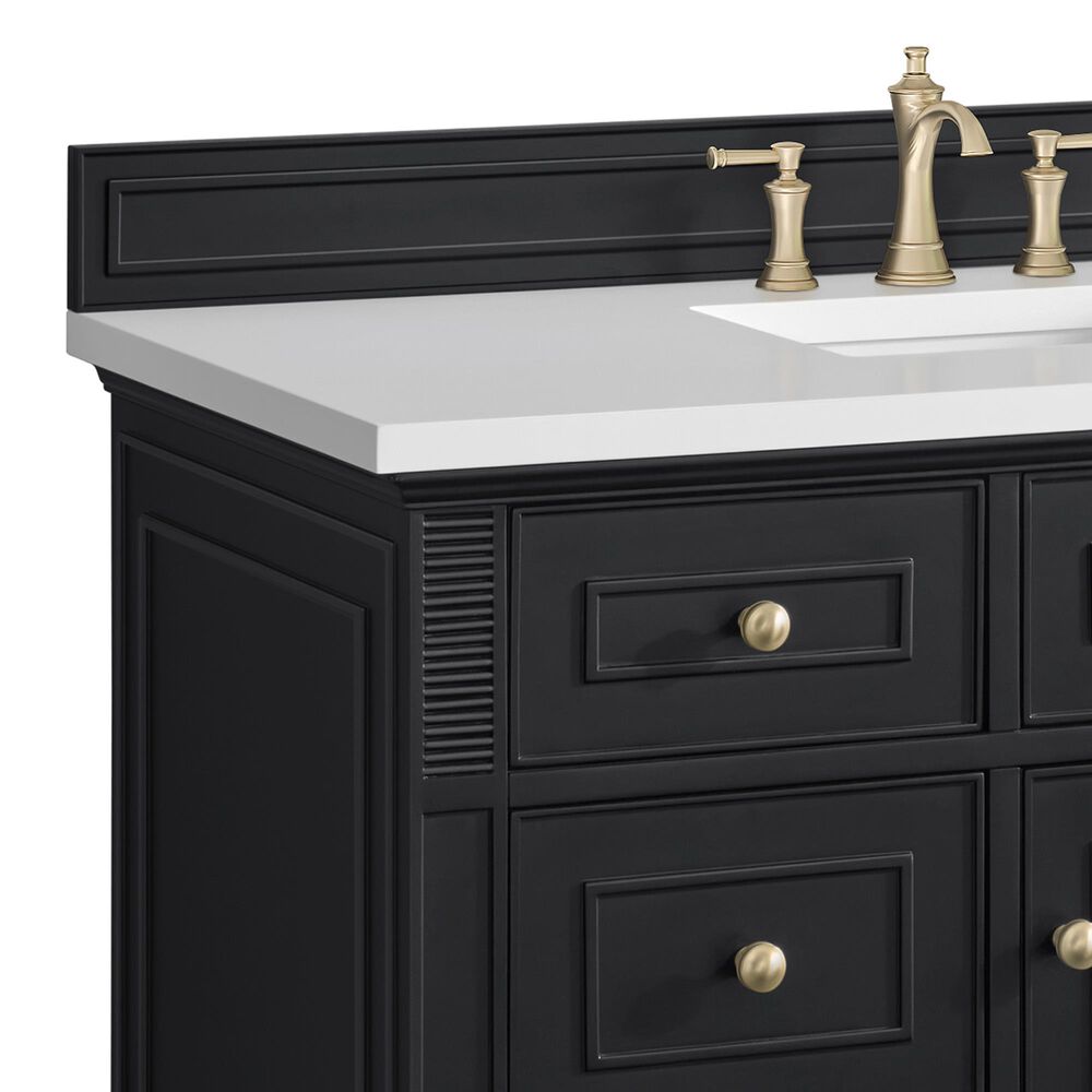 James Martin Vanities Lorelai 48&quot; Single Vanity in Black Onyx with 3 cm White Zeus Quartz Top, , large