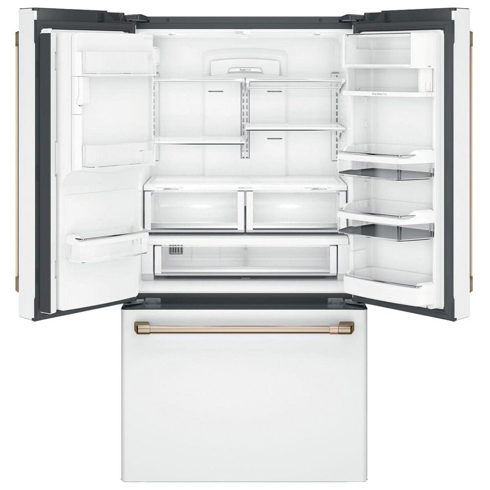 Cafe 22.2 Cu. Ft. Counter Depth French Door Refrigerator in Matte White with Brushed Bronze Handle, , large