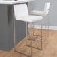 Lumisource Fuji High Back Barstool with White Faux Leather in Stainless Steel (Set of 2), , large