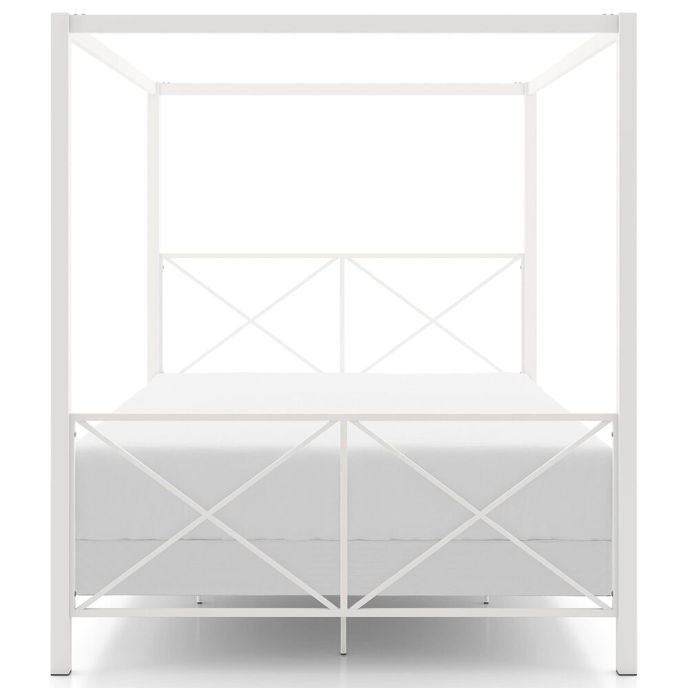 Furniture of America Rosadale Queen X-Cross Canopy Bed in White, , large