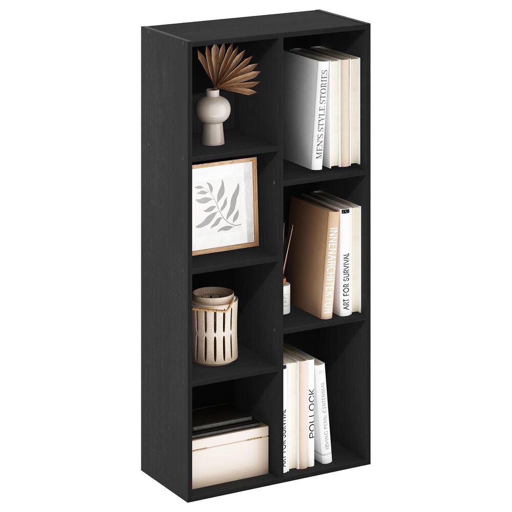 HOMLUX 7-Cube Reversible Open Shelf Storage Bookshelf in Blackwood, , large