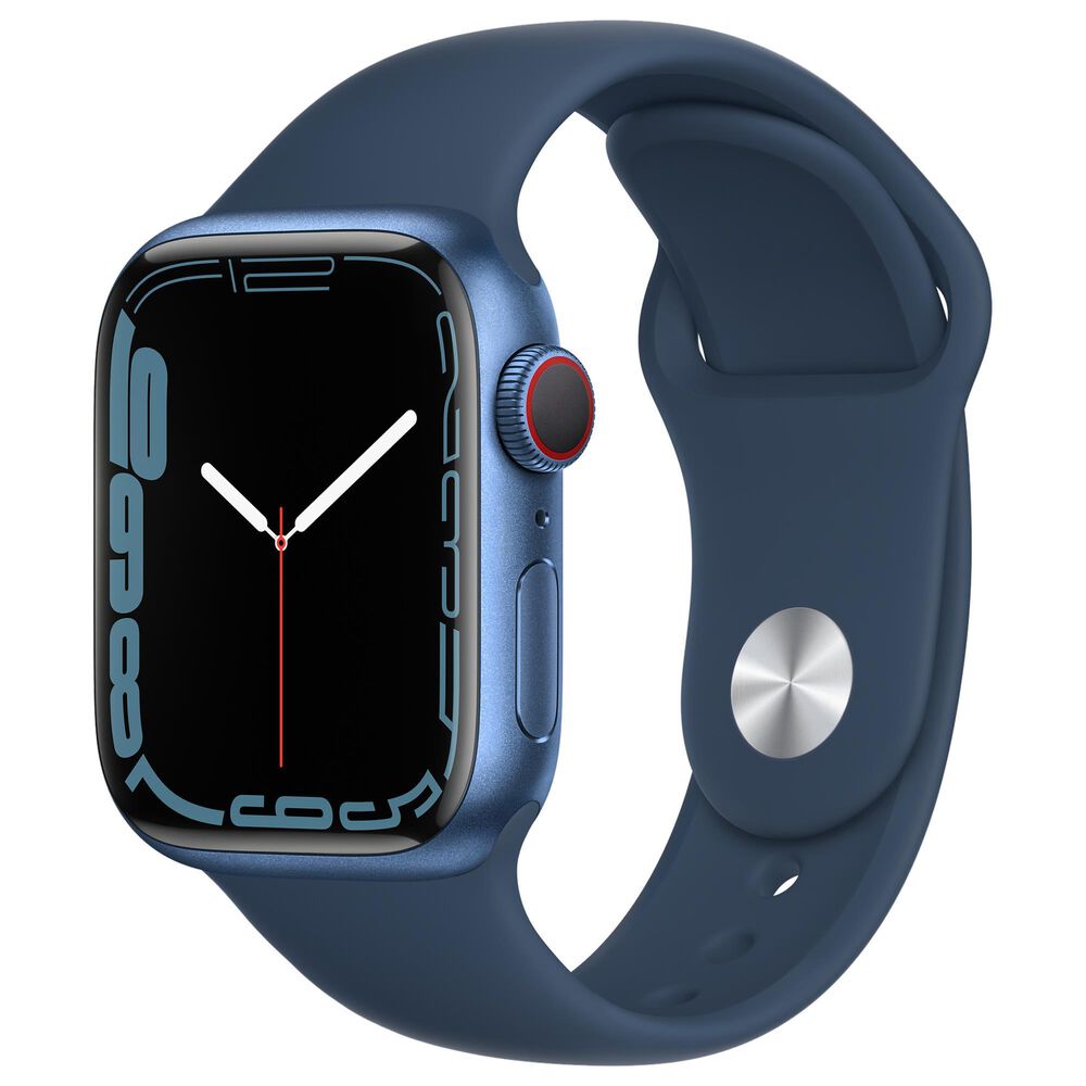 Apple Watch Series 7 (GPS + Cellular) 41mm Blue Aluminum Case with Abyss Blue Sport Band with 2-Year AppleCare+, , large