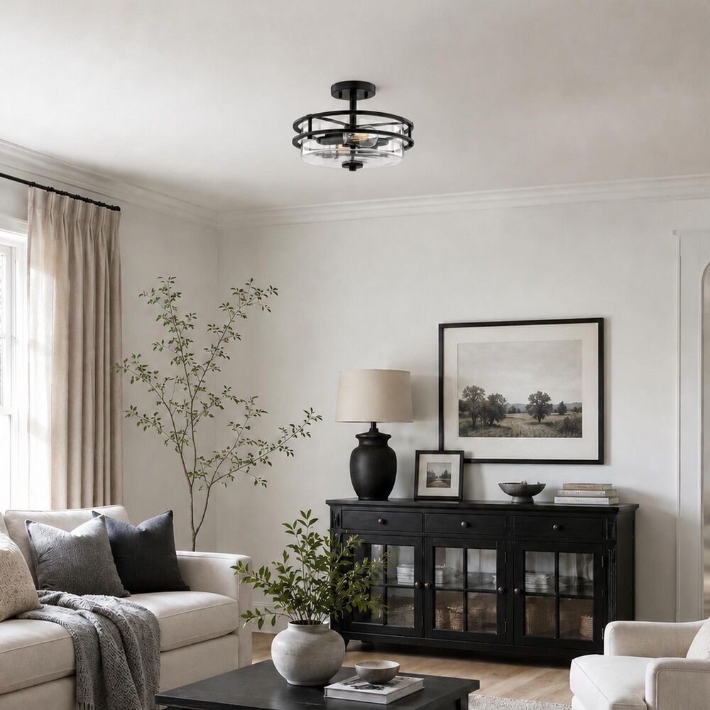 Vaxcel Grace 2-Light Semi Flush Mount in Matte Black, , large