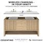 James Martin Vanities Solene 72" Double Bathroom Vanity in Seaside Oak with 3 cm Eternal Jasmine Pearl Quartz Top, Rectangular Sinks and FreePower Wireless Charger, , large