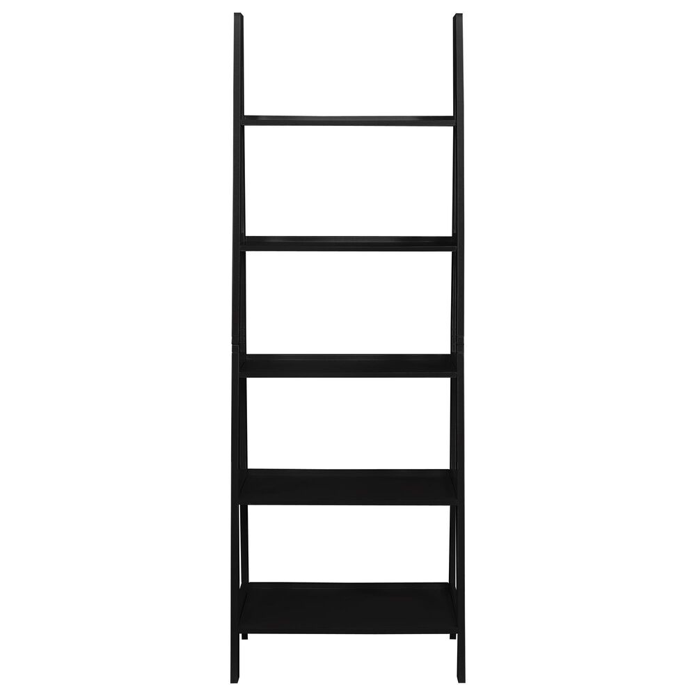 Linon Home Decor Acadia 5-Shelf Ladder Bookcase in Black, , large