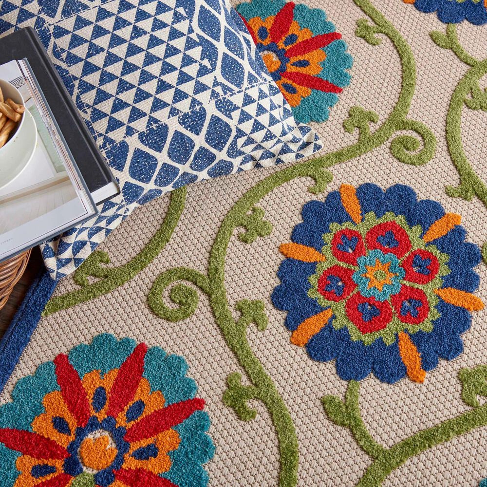 Nourison Aloha ALH19 7&#39; x 10&#39; Blue and Multicolor Indoor/Outdoor Area Rug, , large