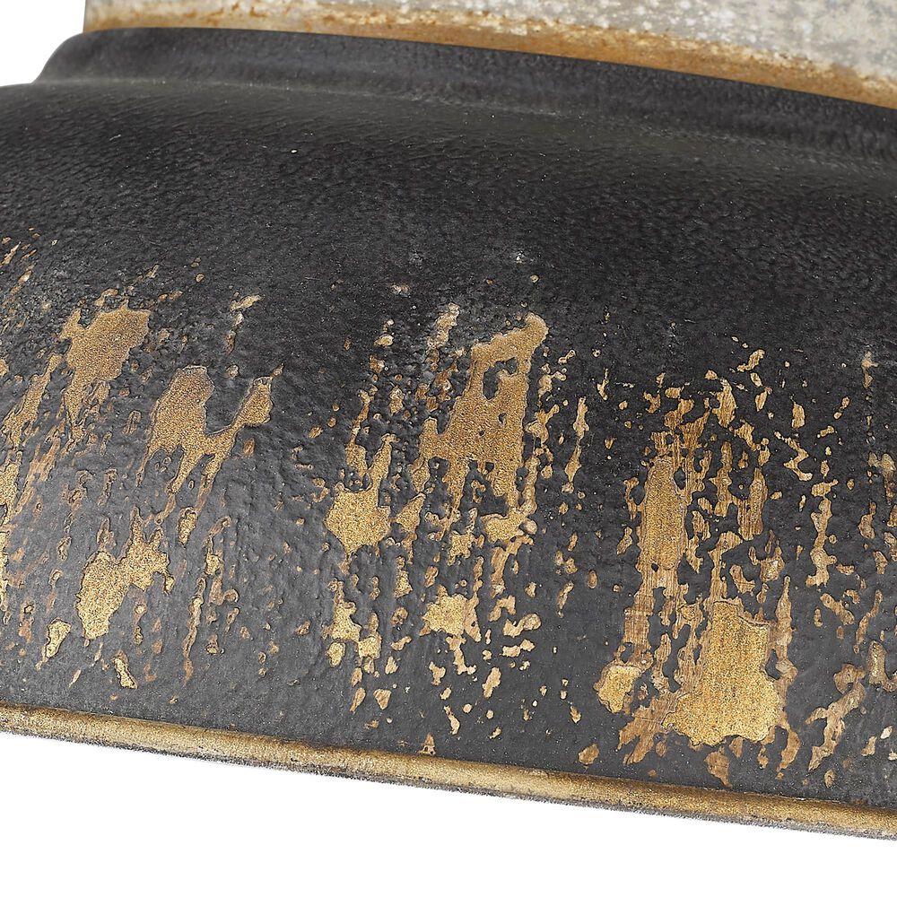 Golden Lighting Kinsley 2-Light Flush Mount with Antique Black Shade in Aged Galvanized Steel, , large