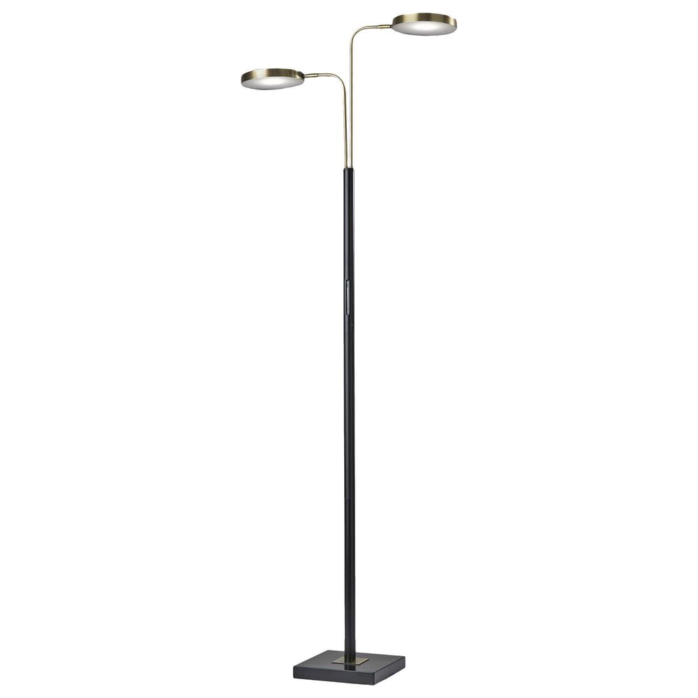 Adesso Rowan LED Smart Switch Floor Lamp in Antique Brass and Black, , large