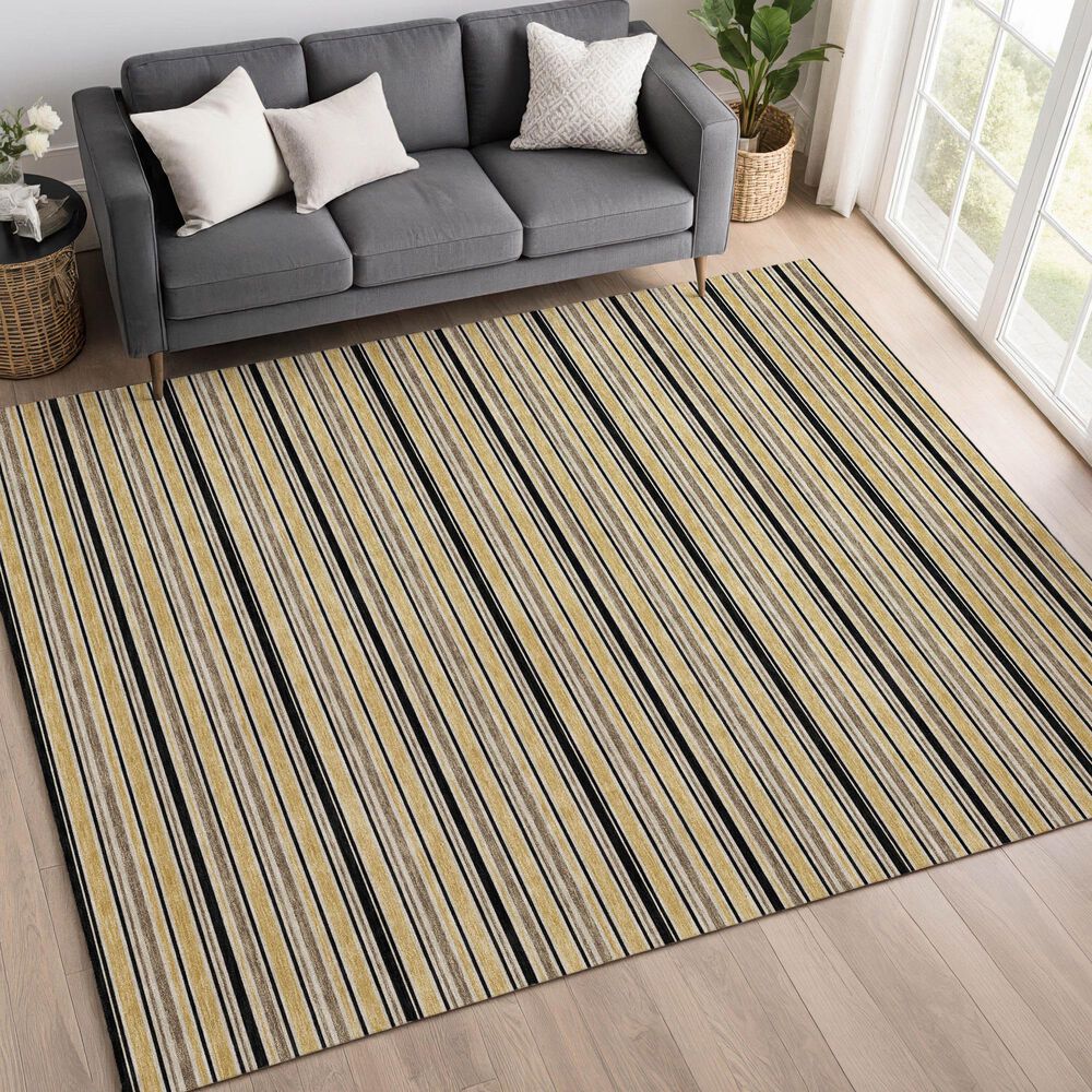 Dalyn Rug Company Soft Essentials Striped Honey 10' x 14' Indoor/Outdoor Area Rug, , large