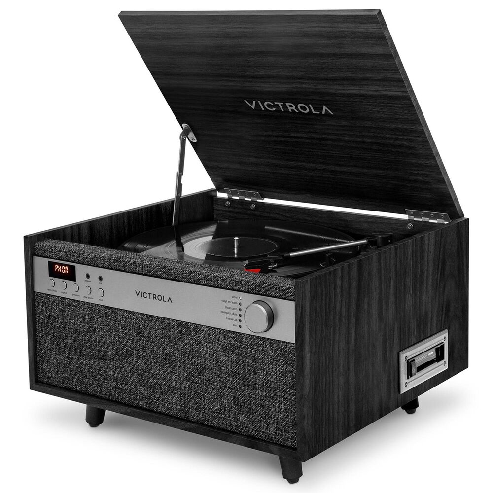 Victrola Century 6-in-1 Music Center Record Player with 3-Speed Turntable in Black, , large