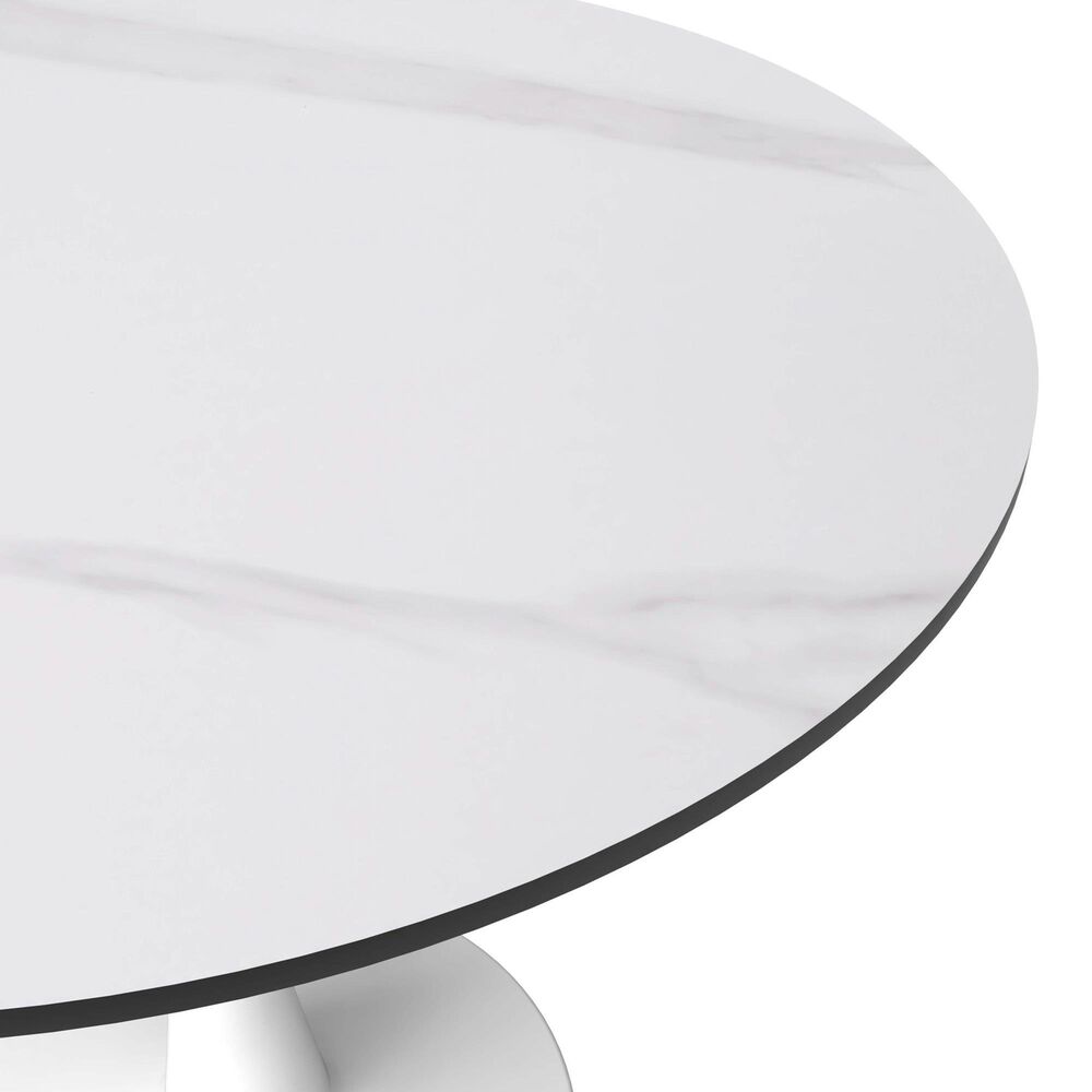 Leisuremod Leisuremod Bristol 35 round dining table White base with White Sintered stone Top, , large