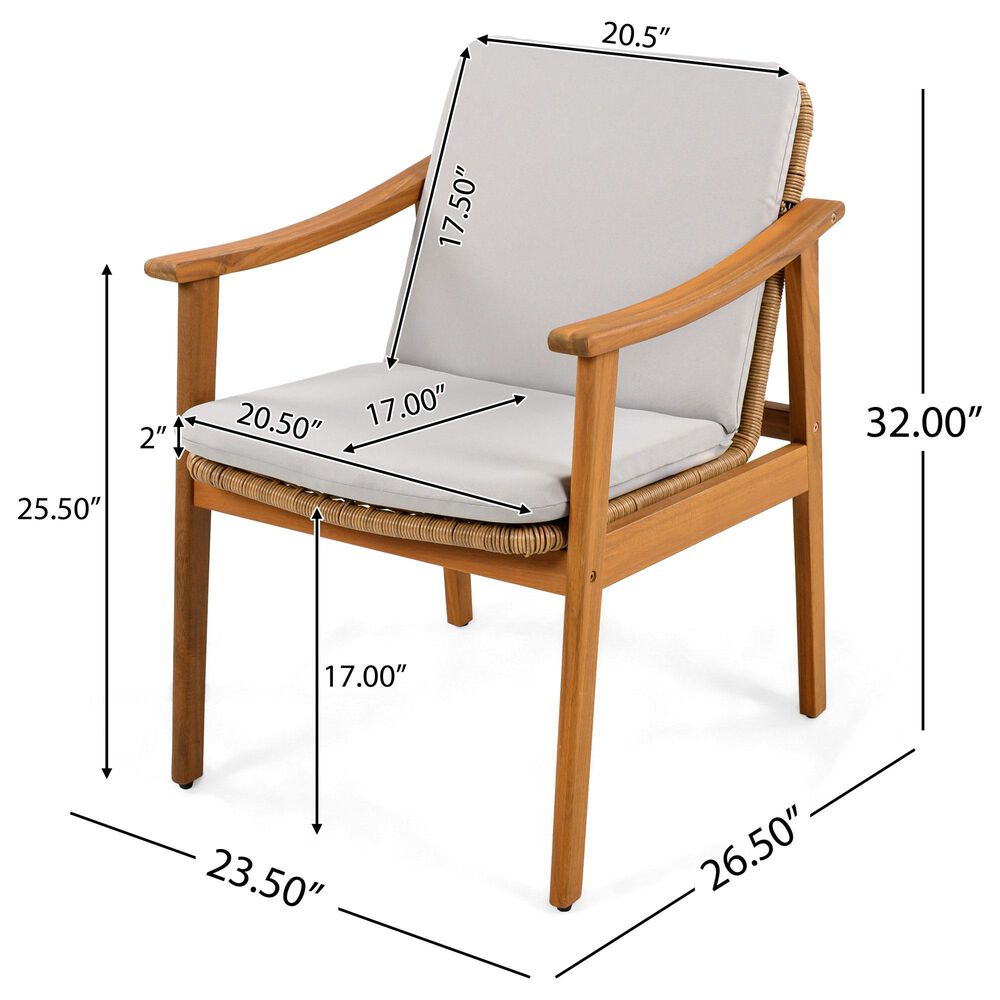 Hearth and Haven Outdoor Dining Chair in Grey (Set of 2), , large