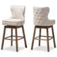 Baxton Studio Gradisca Swivel Bar Stool with Light Beige Cushion in Dark Walnut (Set of 2), , large